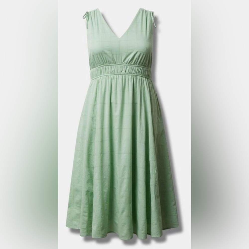 Gently Used - Torrid Mint Midi Voile Tie Sleeve Dress - size 2 (18/20)